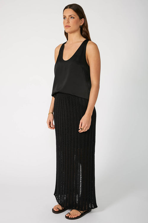 laddered maxi skirt / black
