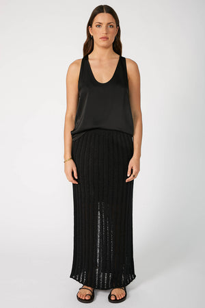 laddered maxi skirt / black