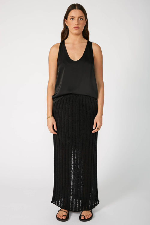 laddered maxi skirt / black