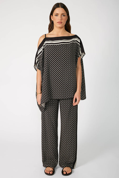 ethereal cape top / black border print