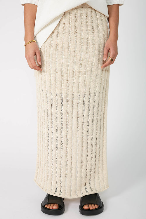 laddered maxi skirt / ecru natural