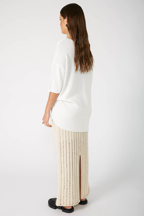 laddered maxi skirt / ecru natural