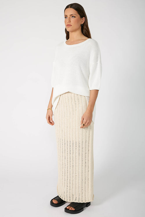 laddered maxi skirt / ecru natural
