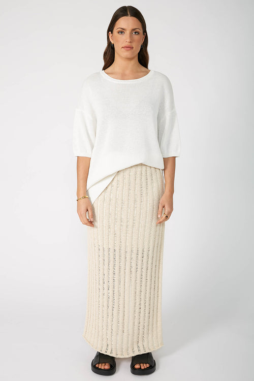 laddered maxi skirt / ecru natural