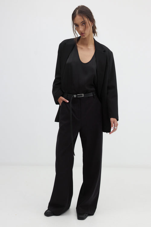 coached tailored pant / black