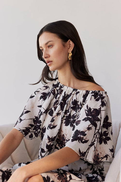 rueful dress / natural|chocolate floral