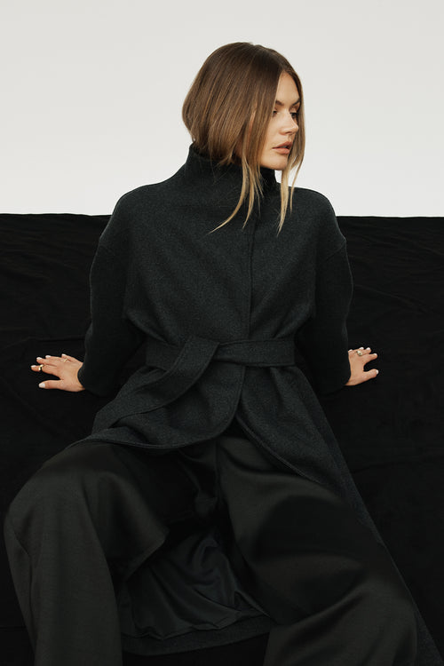 funnel coat / dark charcoal marle