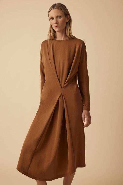evolve midi dress / toffee brown