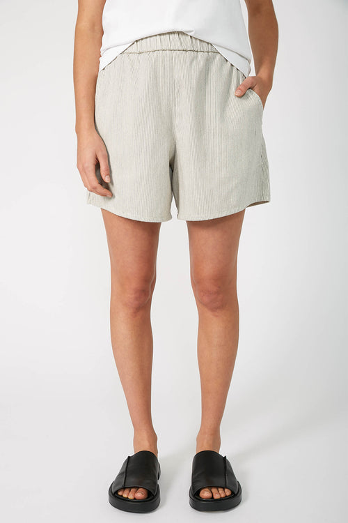 actually denim short / ecru|black pinstripe