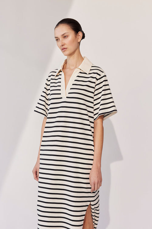 field dress / buttermilk |black stripe