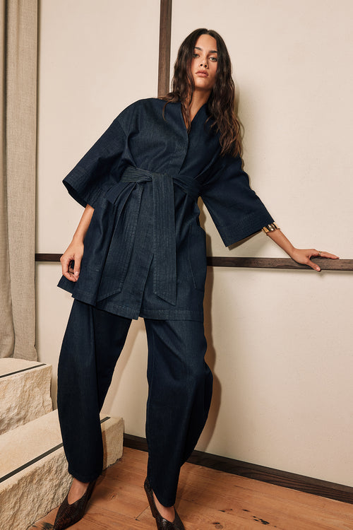 encased full length pant / dark indigo