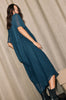 air short sleeve dress / teal|green code print