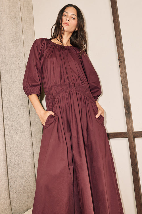 disperse midi dress / dark plum