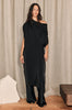 funnelled cape dress / black