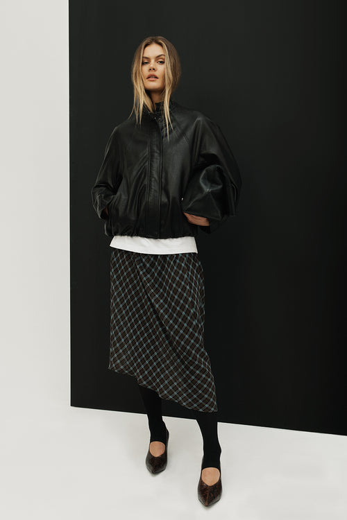 air short sleeve dress / chocolate plaid