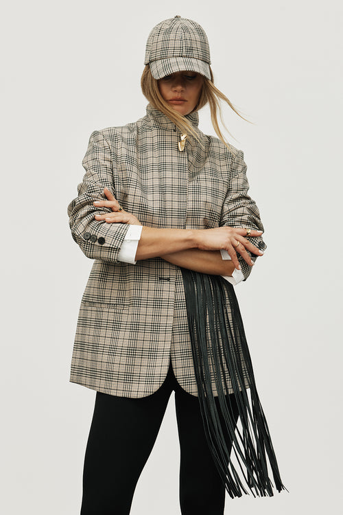 tabard blazer / natural|khaki|black plaid