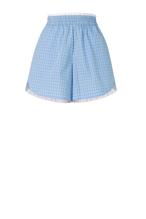 darby contrast short / blue check plaid