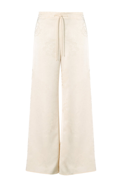 frame pant / cream flower jacquard