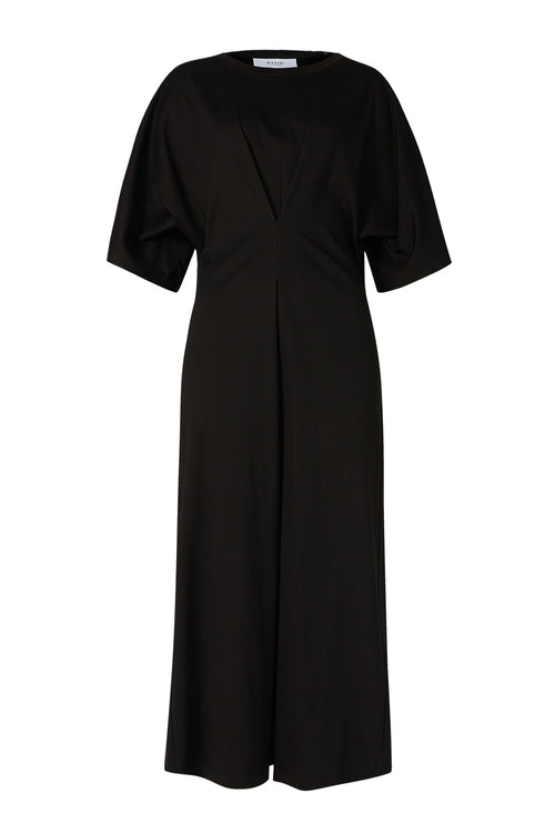 draft midi dress / black