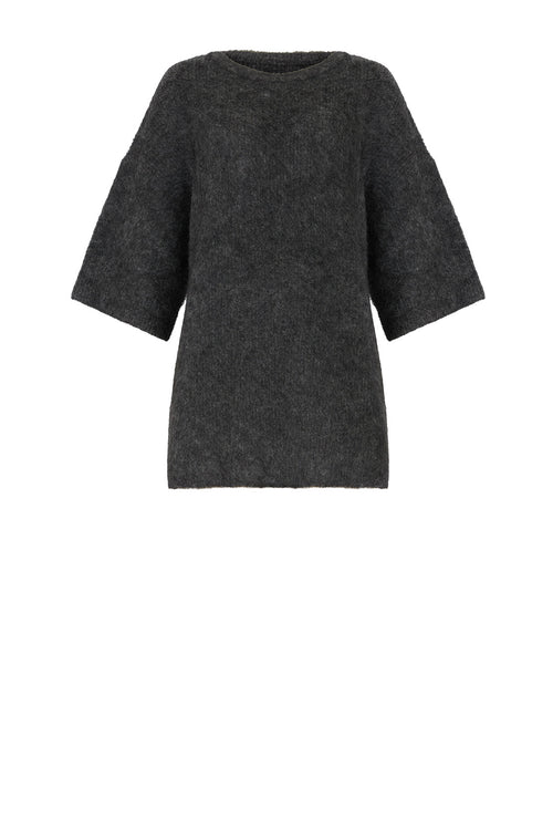 fronted longline tee sweater / charcoal marle