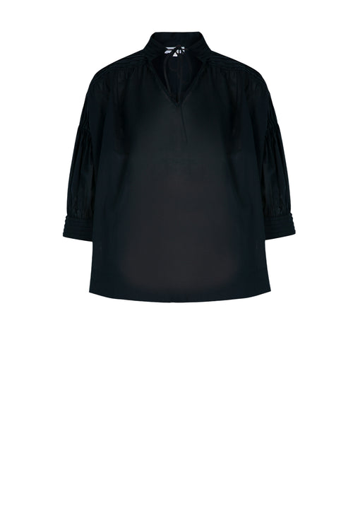 bevelled short sleeve top / dark navy