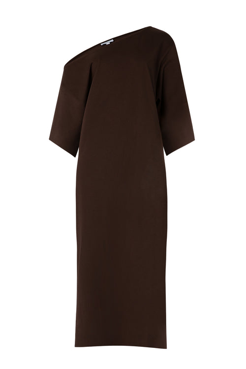 direction midi dress / chocolate brown