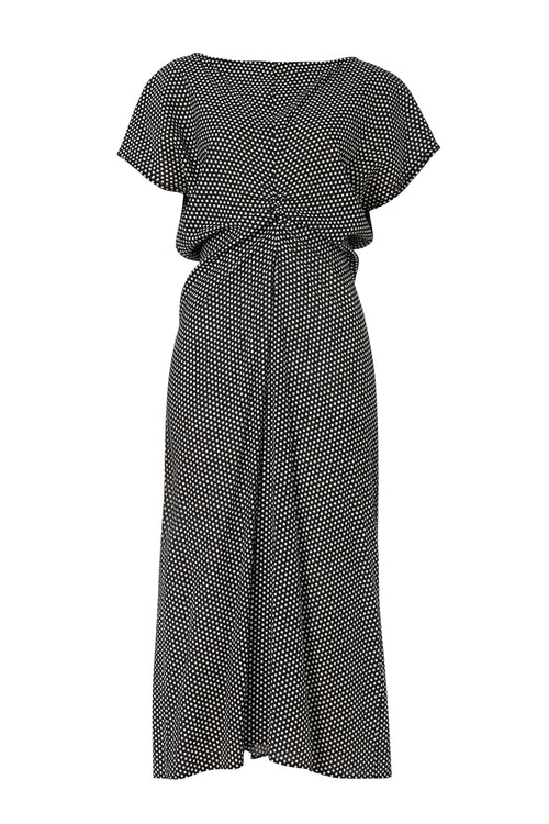 pierce midi dress / black|ivory polka dot