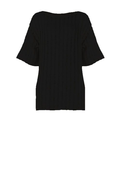 laddered tee sweater / black