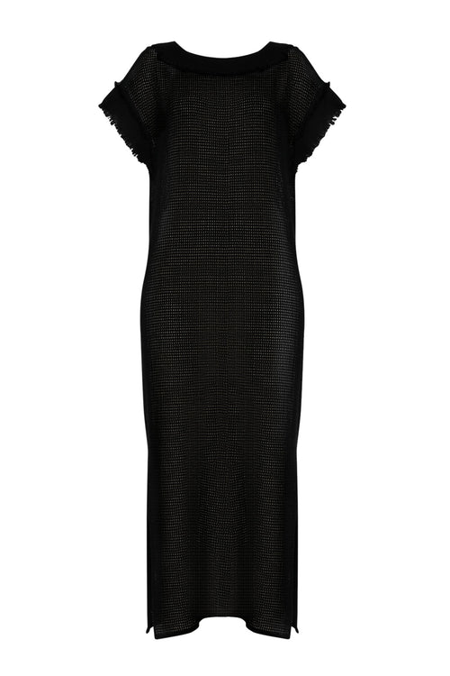 chord mesh midi dress / black mesh