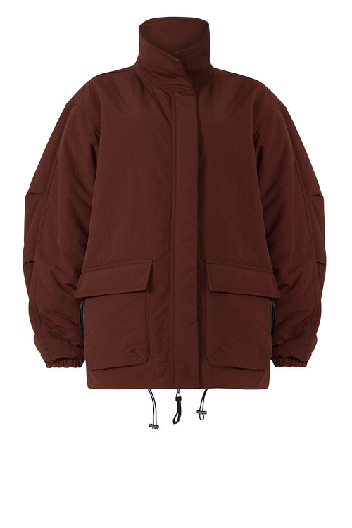 braced puffa jacket / chocolate brown
