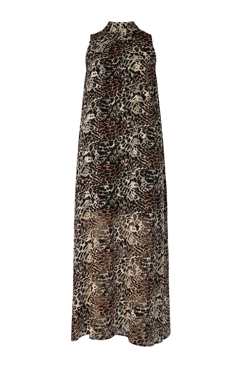area dress / black|brown cheetah print