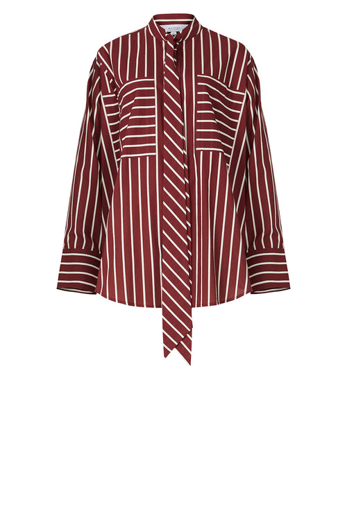 tied shirt / sangria red|ivory
