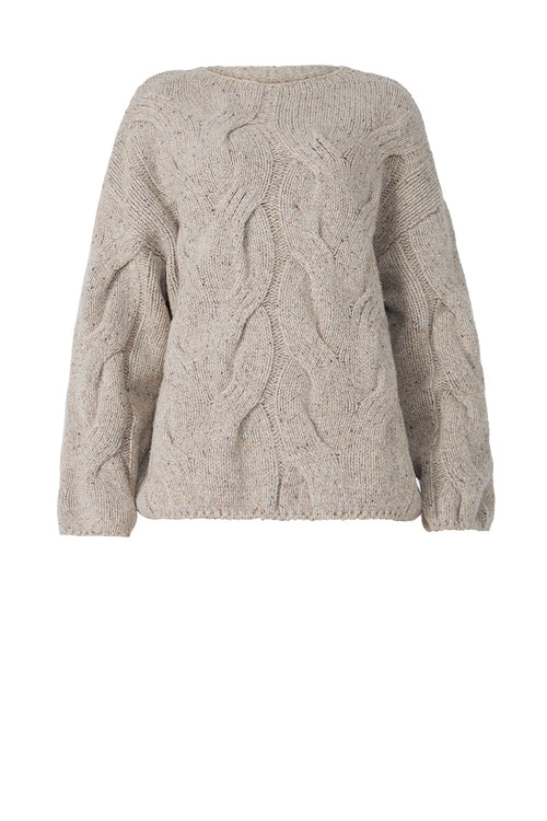 corded cable sweater / mist nude fleck