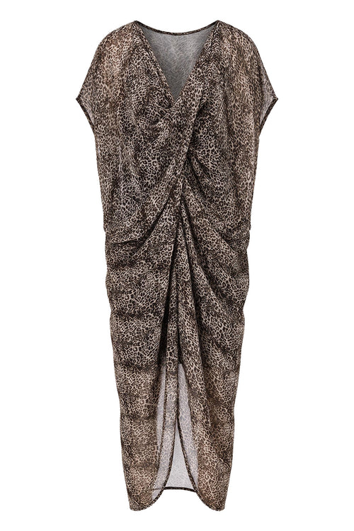 truss maxi dress / stone|chocolate|moss print