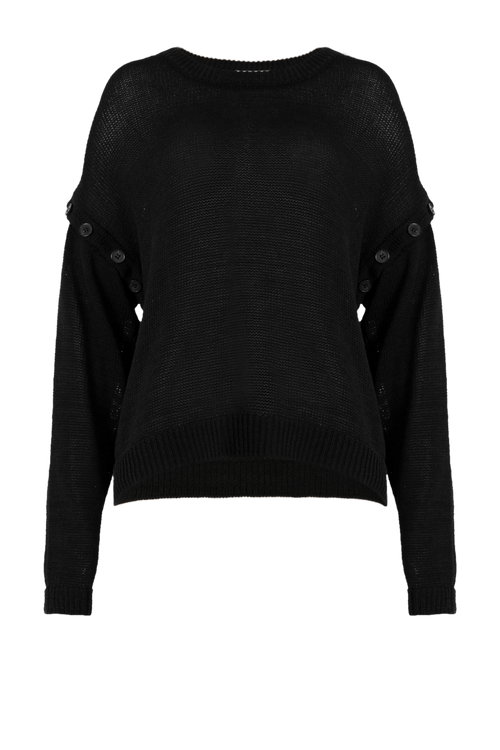 secure buttoned sweater / black