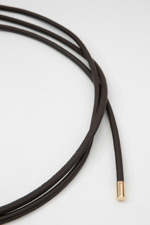 drawn wrap belt / dark chocolate brown