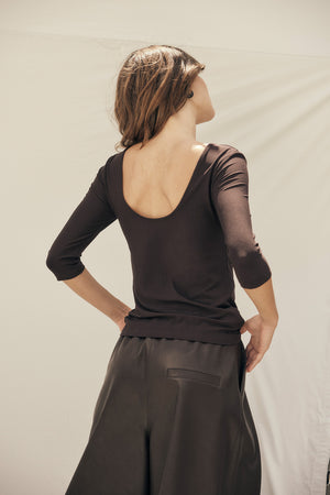 ballet layer top / chocolate brown