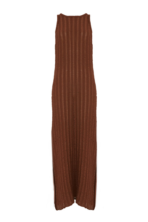 laddered tank dress / chocolate brown