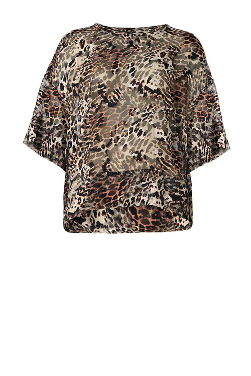 boxed tee / black|brown cheetah print