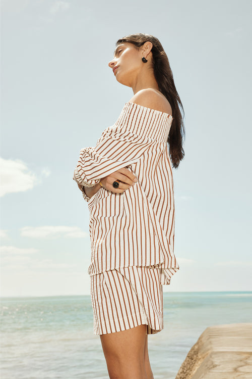 gale top / cream|brass stripe