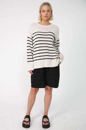 scan sweater / natural|black stripe