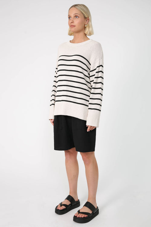 scan sweater / natural|black stripe