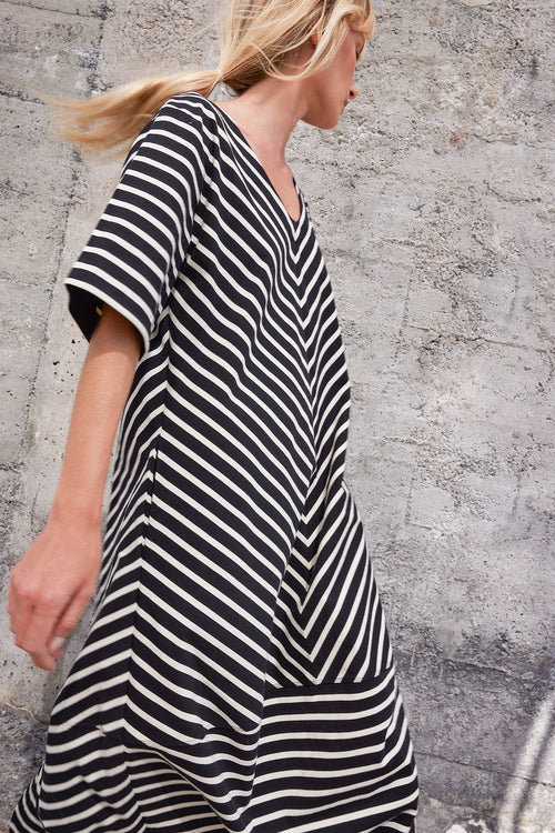 heed dress / black|buttermilk stripe
