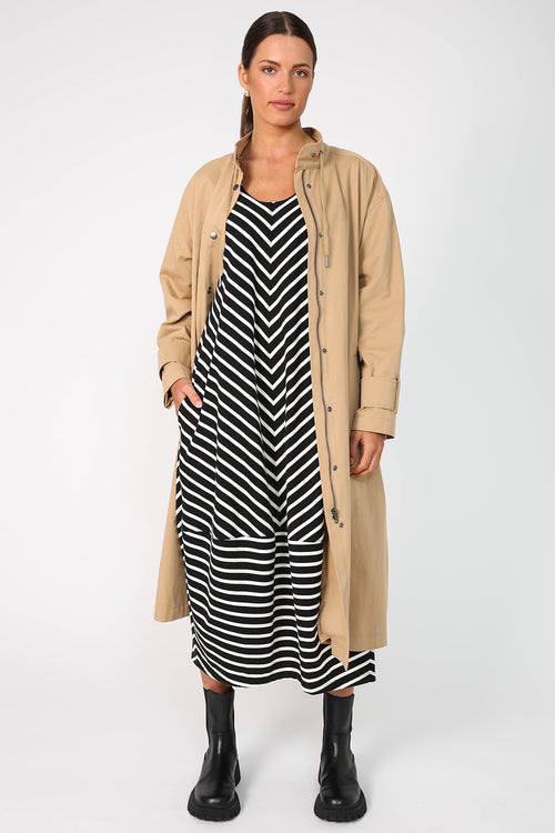 heed dress / black|buttermilk stripe