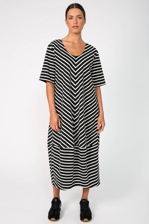 heed dress / black|buttermilk stripe