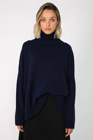 batched sweater / bright navy