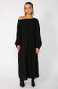 cased midi dress / black