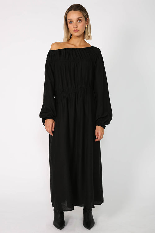 cased midi dress / black