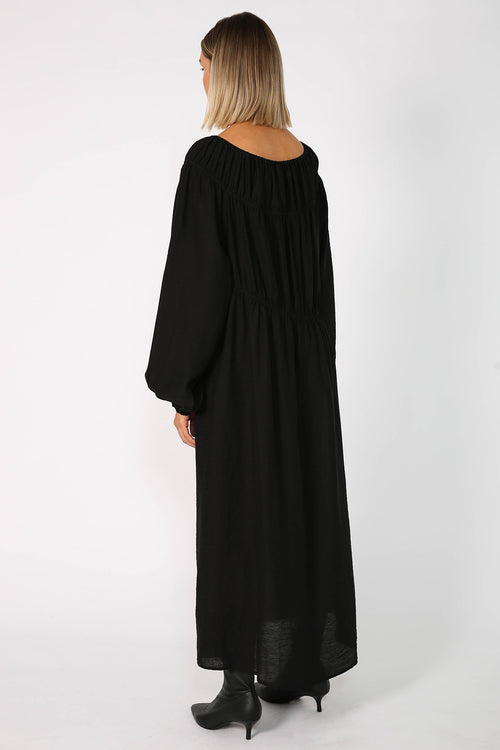cased midi dress / black