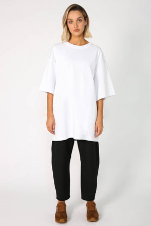 fronted longline tee / white